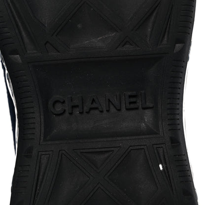 Chanel Suede Calfskin Velvet Grosgrain CC Sneakers 39.5 Navy Blue Black 7 of 10