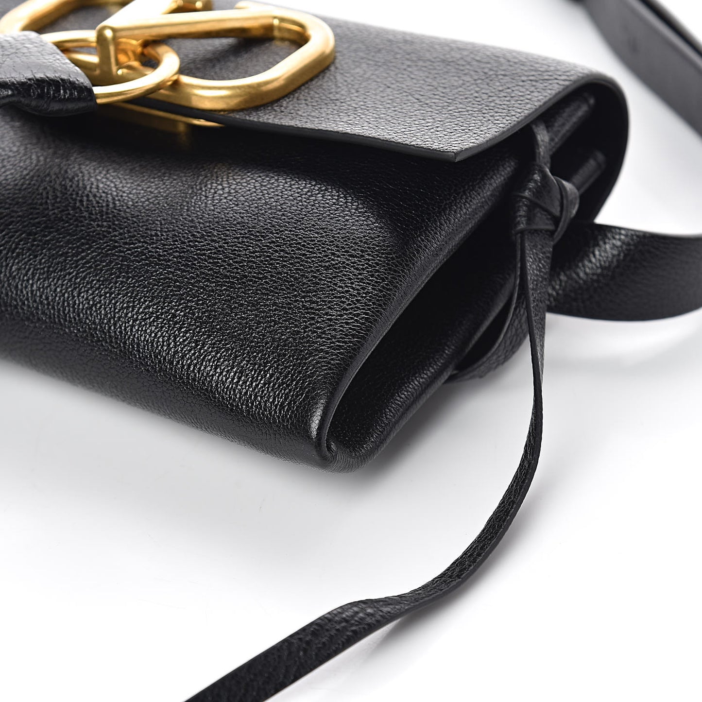 Textured Patent Calfskin VRing Belt Bag Black