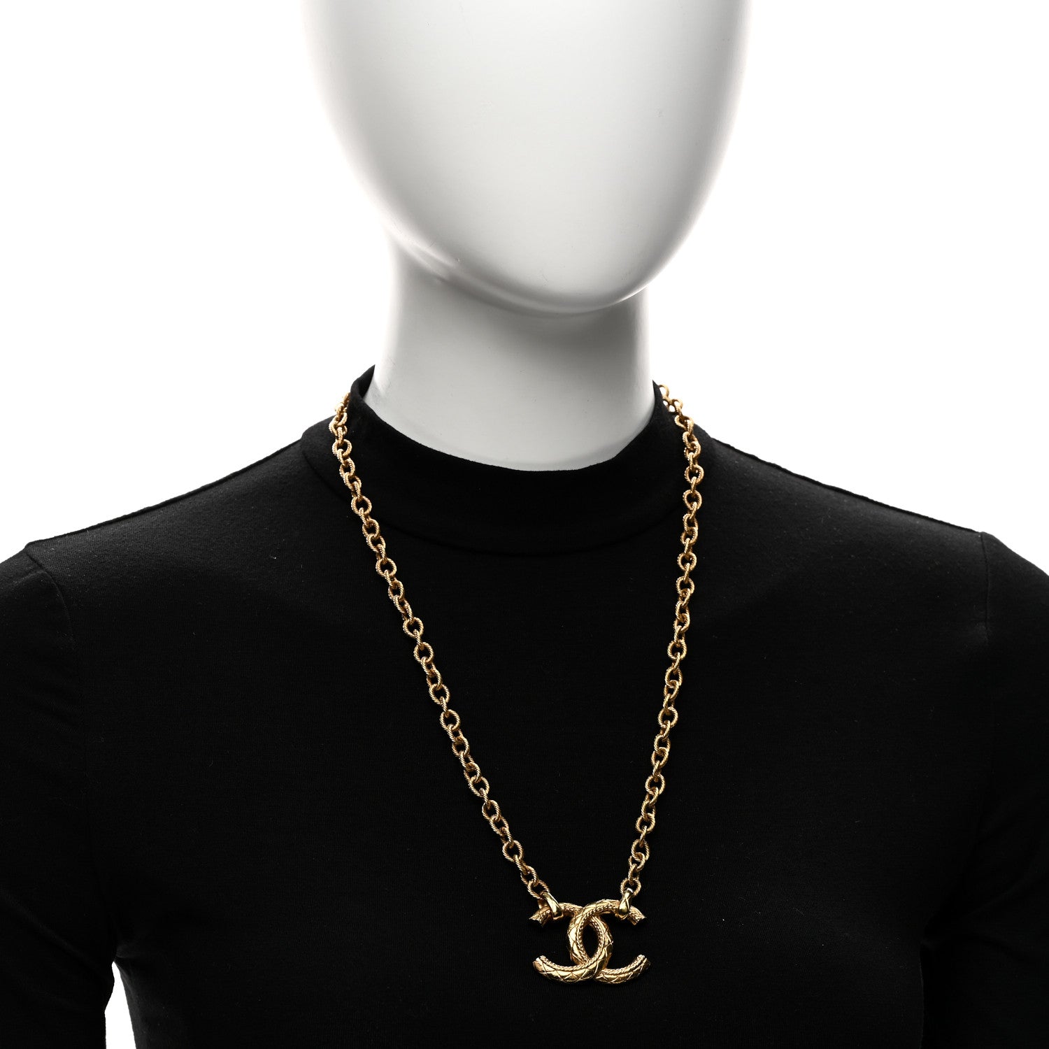 Chanel Metal Quilted CC Necklace Gold 2 of 5
