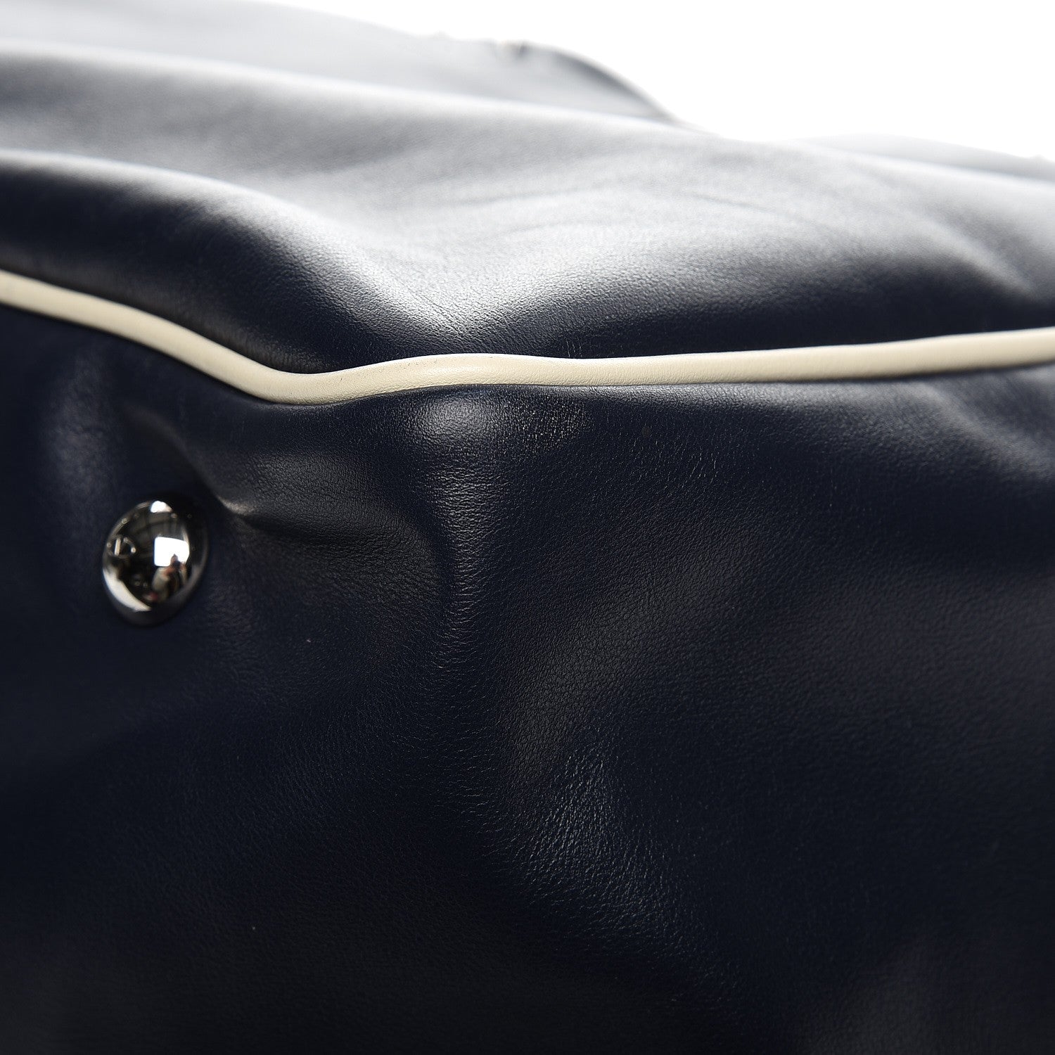 Valentino Garavani Mens Calfskin Rockstud Striped Holdall Duffle Navy 13 of 13