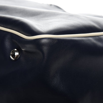 Valentino Garavani Mens Calfskin Rockstud Striped Holdall Duffle Navy 13 of 13