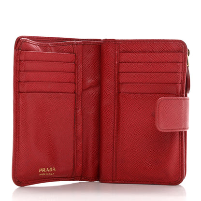 Prada Saffiano Metal Compact Wallet Fuoco 5 of 30