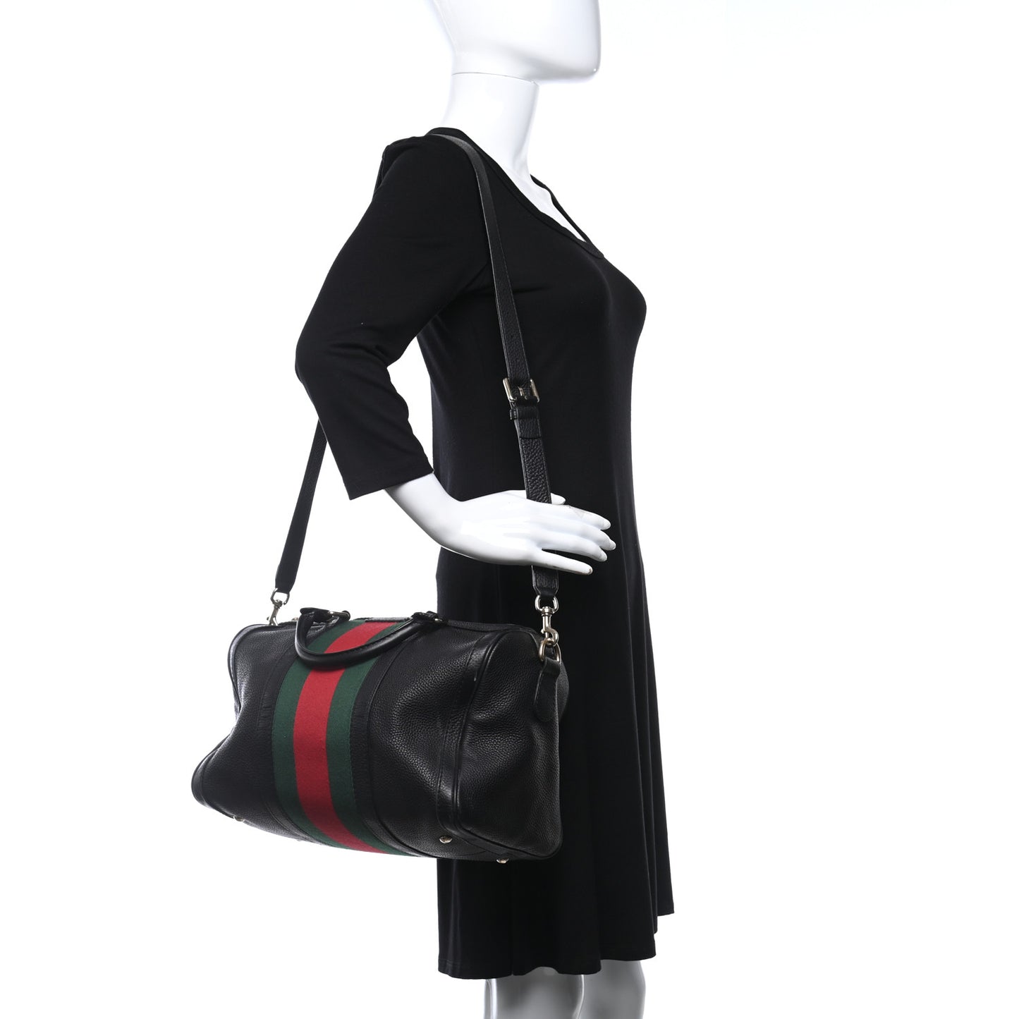Calfskin Vintage Web Medium Boston Black