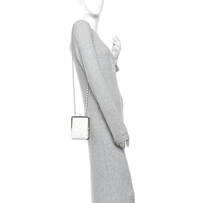 Chanel Lambskin Plexi Quilted CC Evening Clutch With Chain White 2 of 10
