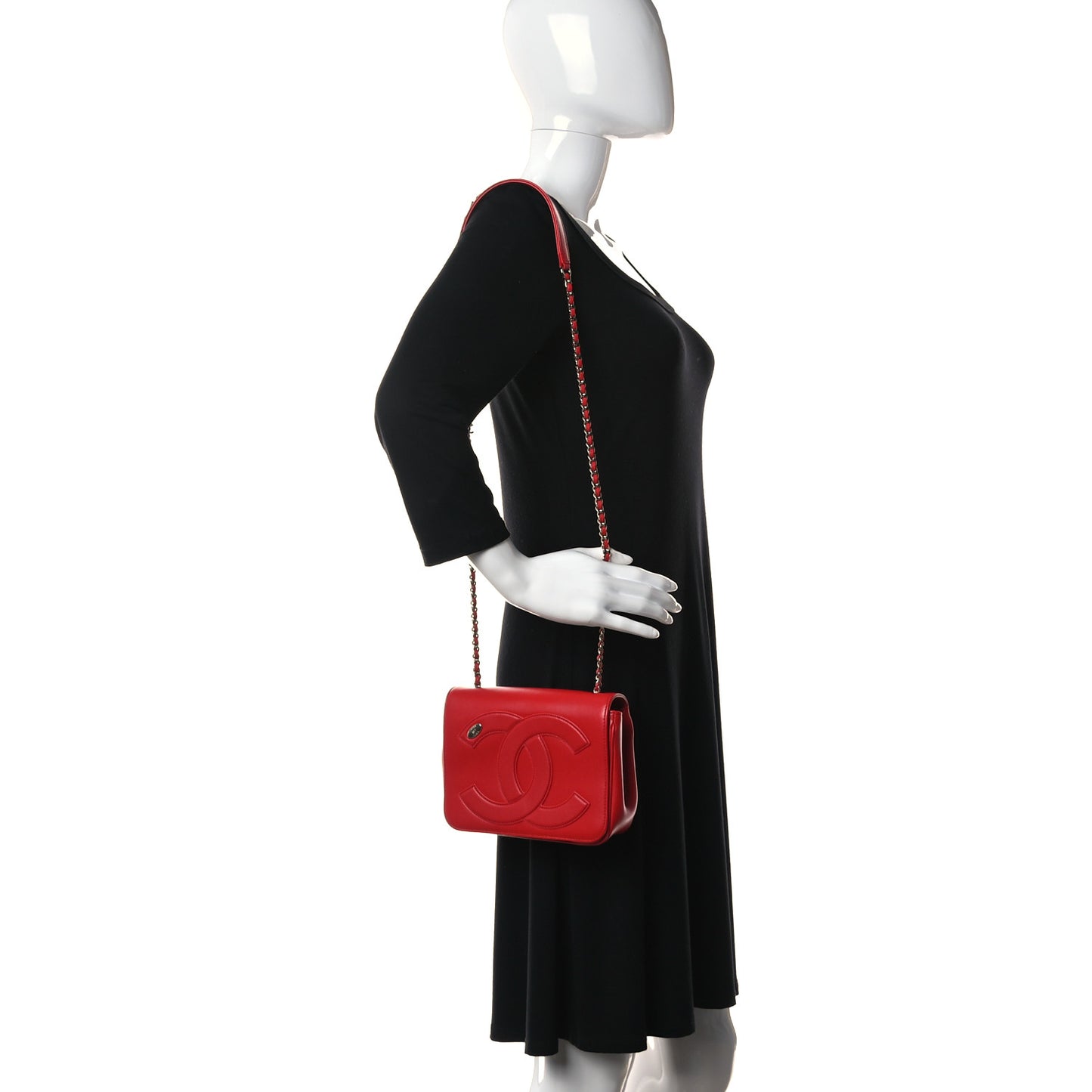 Lambskin CC Mania Flap Bag Red