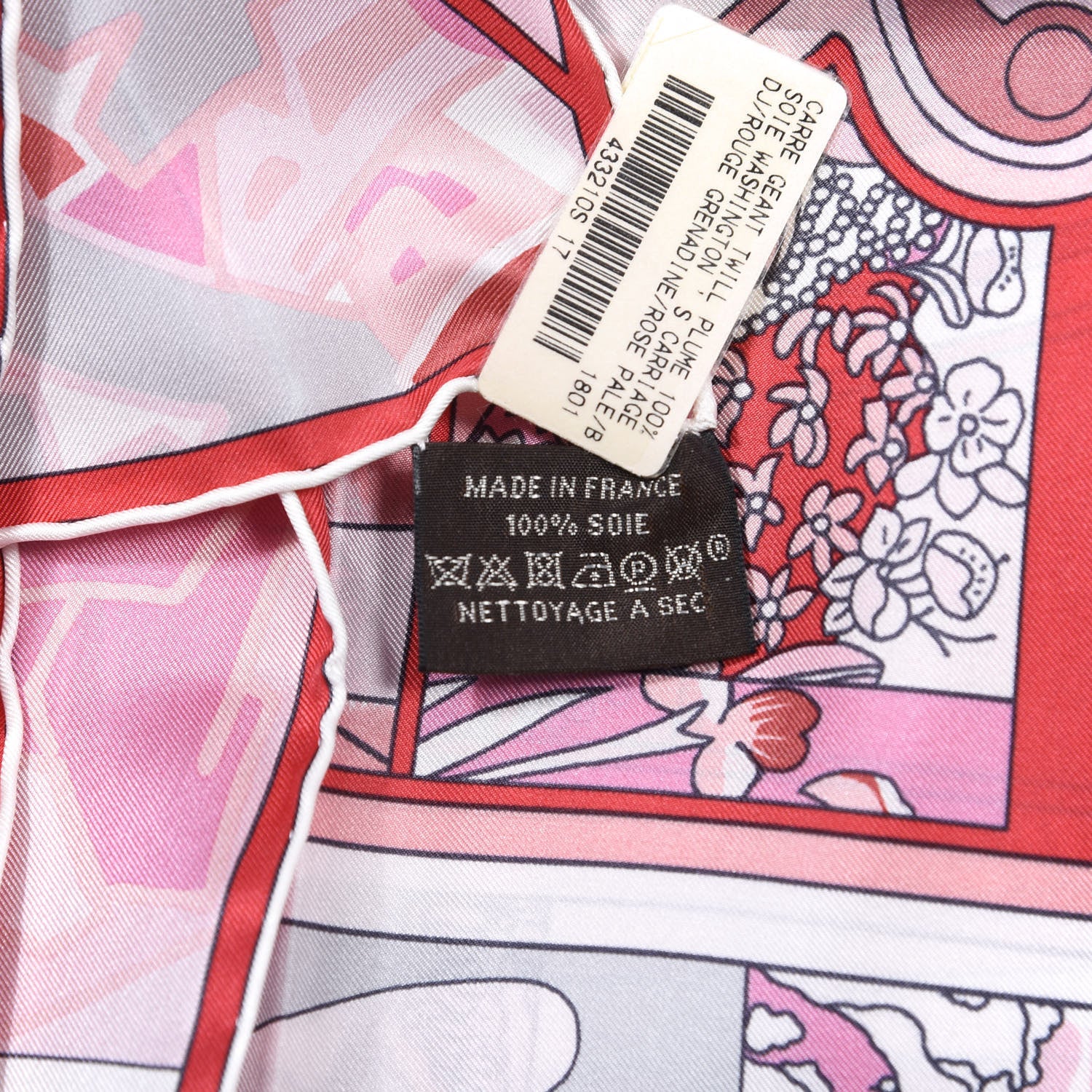 Hermes Silk Washington Carriage Scarf 140 Rouge Grenadine Rose Pale 2 of 4