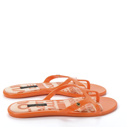 Louis Vuitton Rubber Flat Thong Sandals 38 Orange 4 of 10