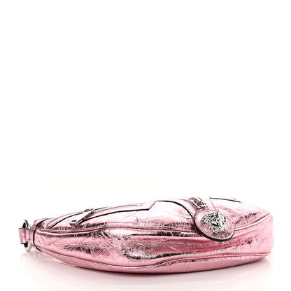 Versace Metallic Calfskin Small Repeat Zip Hobo Pink 4 of 10