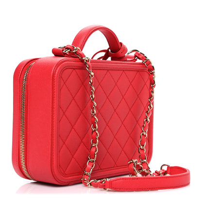 Chanel Caviar Quilted Medium CC Filigree Vanity Case Red 3 of 10