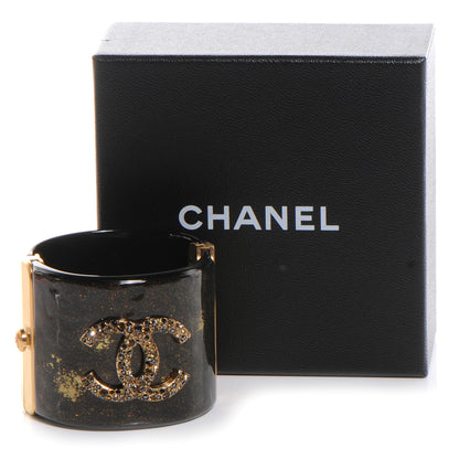 Chanel Resin Crystal CC Cuff Black and Bronze 6 of 6