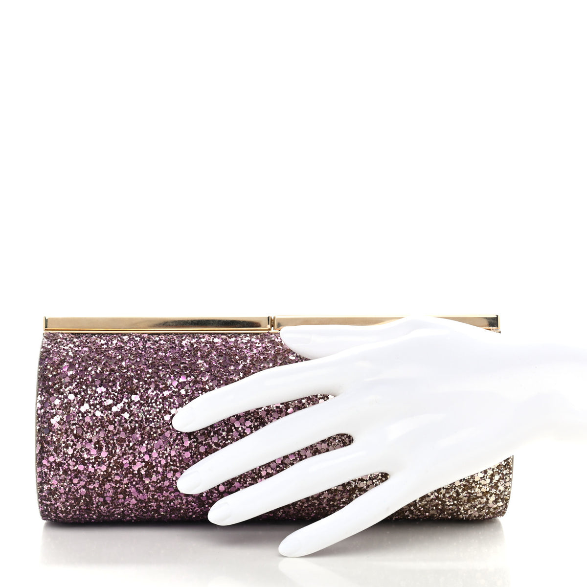 Coarse Glitter Trinket Clutch Pink Gold
