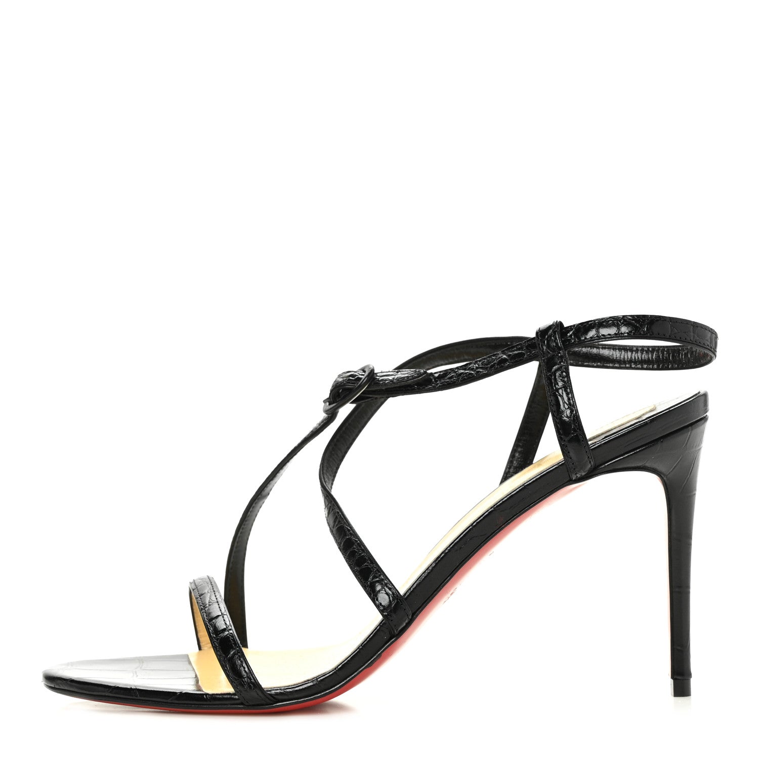 Christian Louboutin Calfskin Alligator Embossed Selima 85 Sandals 40 Black 1 of 7