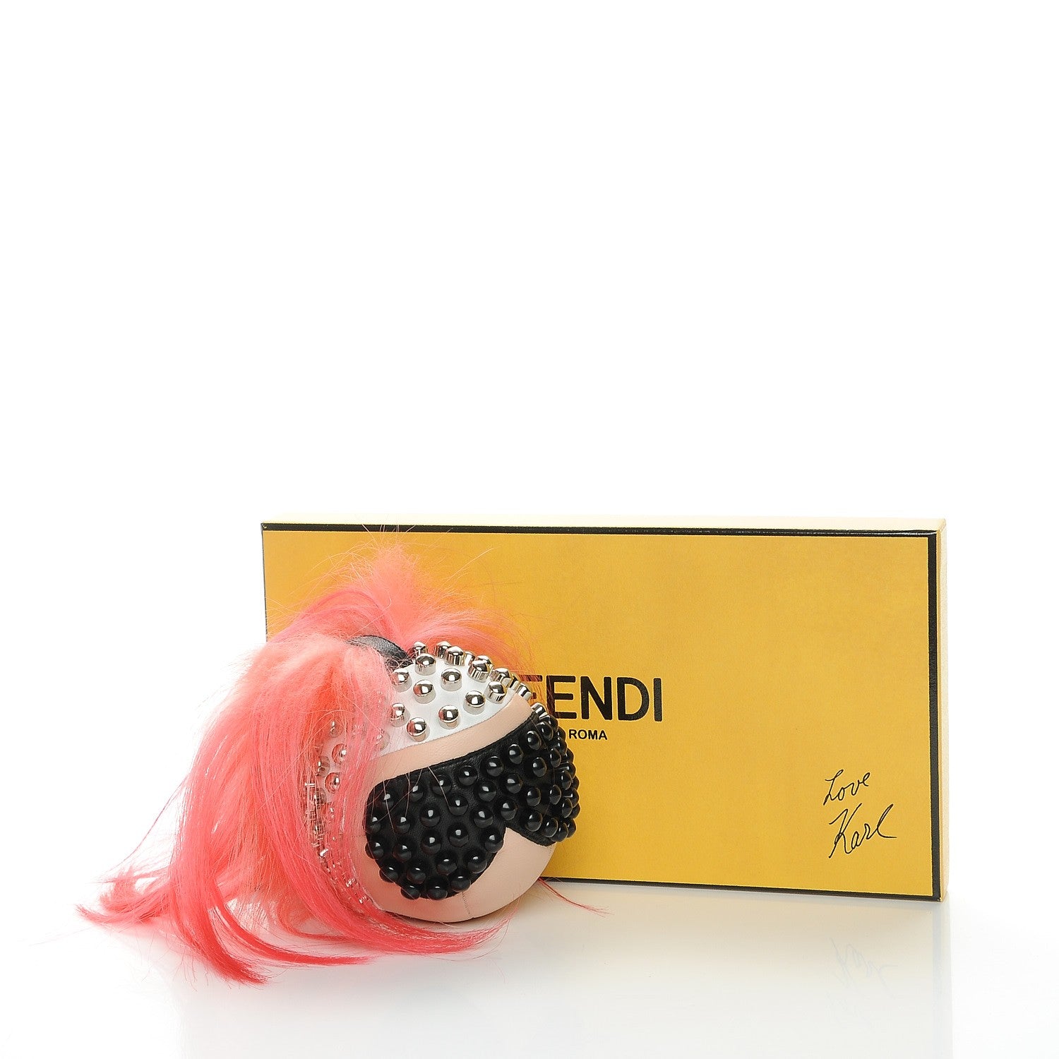 Fendi Lambskin Goat Fur Studded Punkarlito Bag Charm Azalea 7 of 7