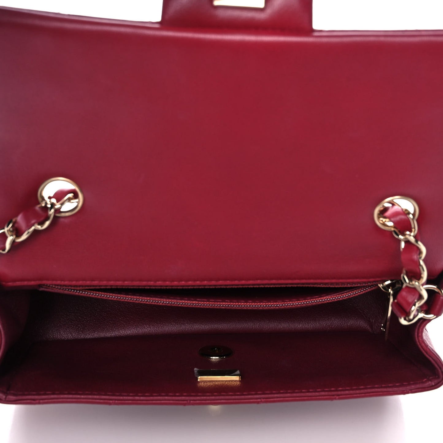 Lambskin Quilted Mini Rectangular Flap Burgundy