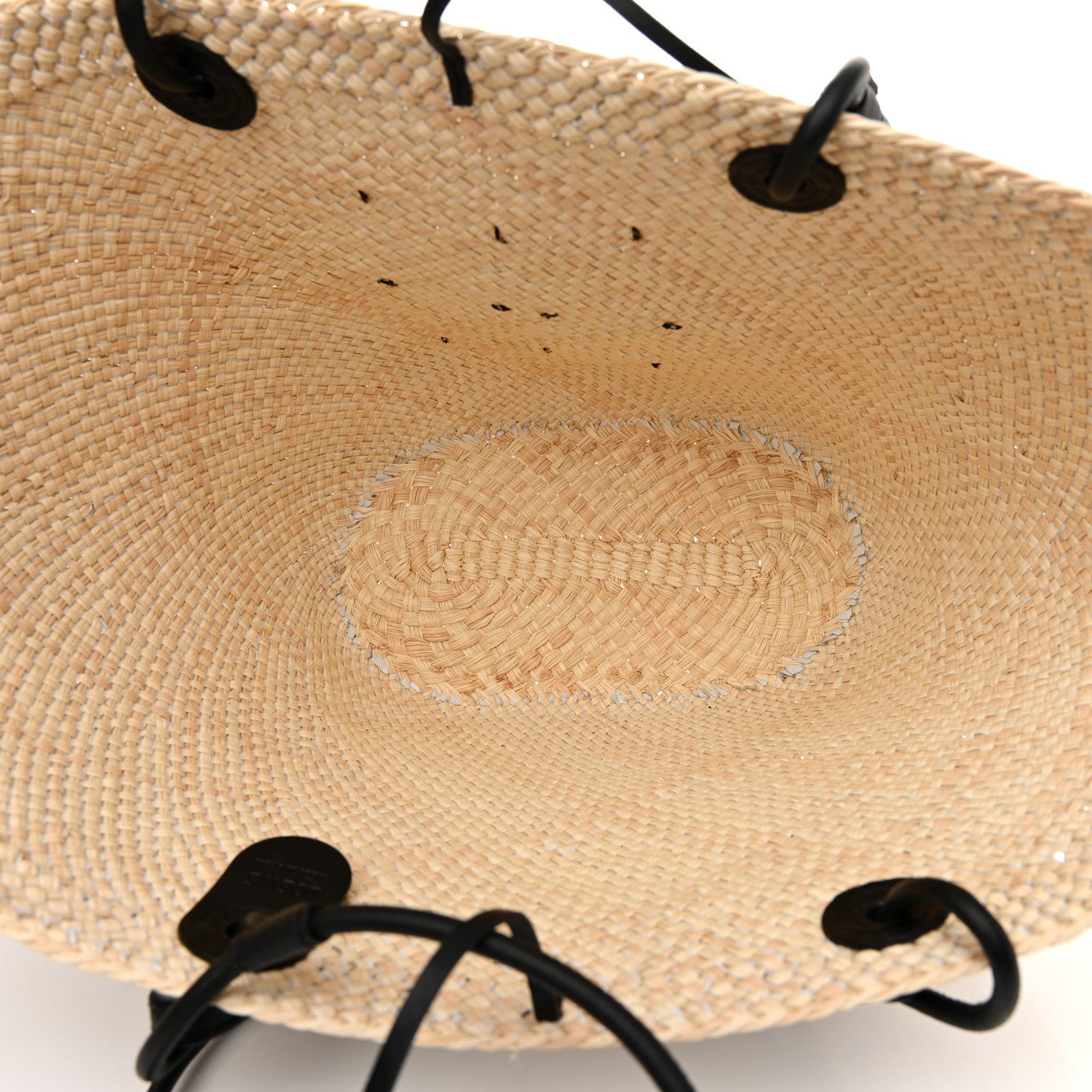 Loewe Calfskin Raffia Paulas Ibiza Sparkling Metallic Anagram Basket Tote Bag Natural Silver 4 of 9