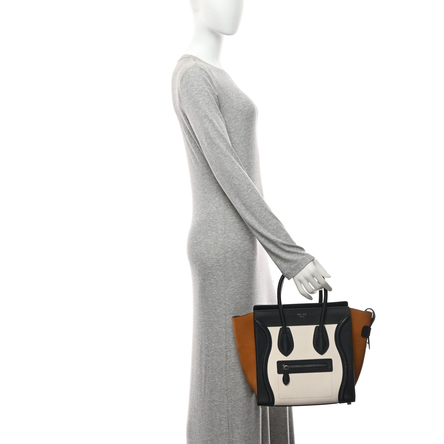 Celine Baby Grained Calfskin Nubuck Micro Tri-Color Luggage White 2 of 10