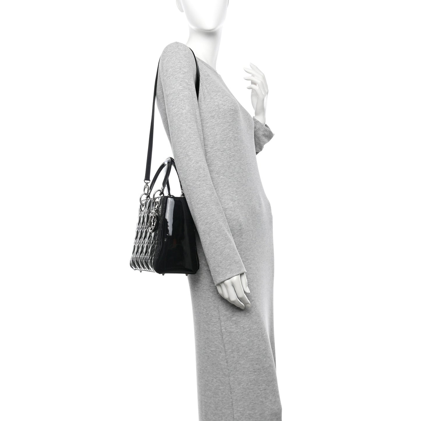 Patent Cannage Medium Lady Dior Black