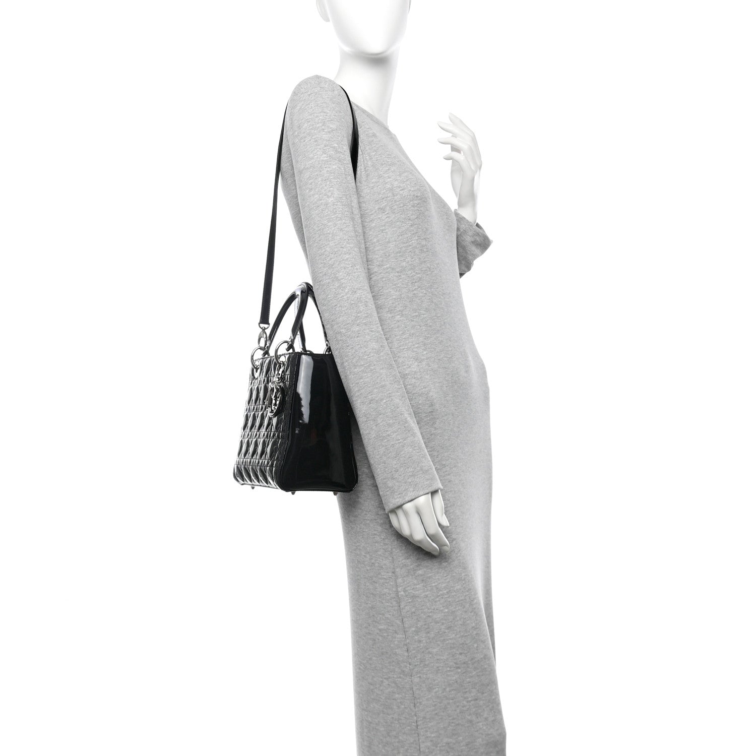 Christian Dior Patent Cannage Medium Lady Dior Black 2 of 13