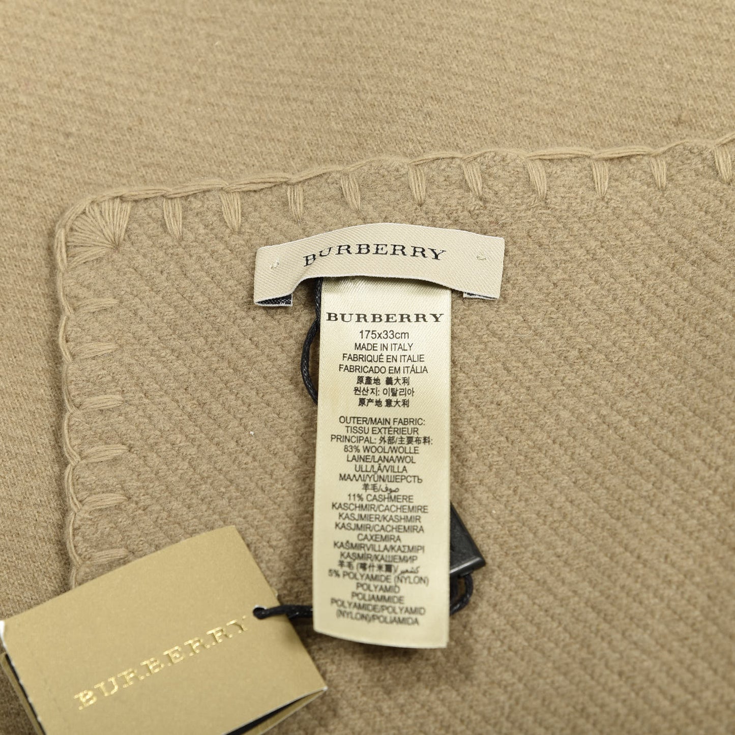 Wool Cashmere Felted Fringe Scarf Camel