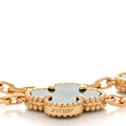Van Cleef & Arpels 18K Yellow Gold Malachite 5 Motifs Vintage Alhambra Bracelet 4 of 5