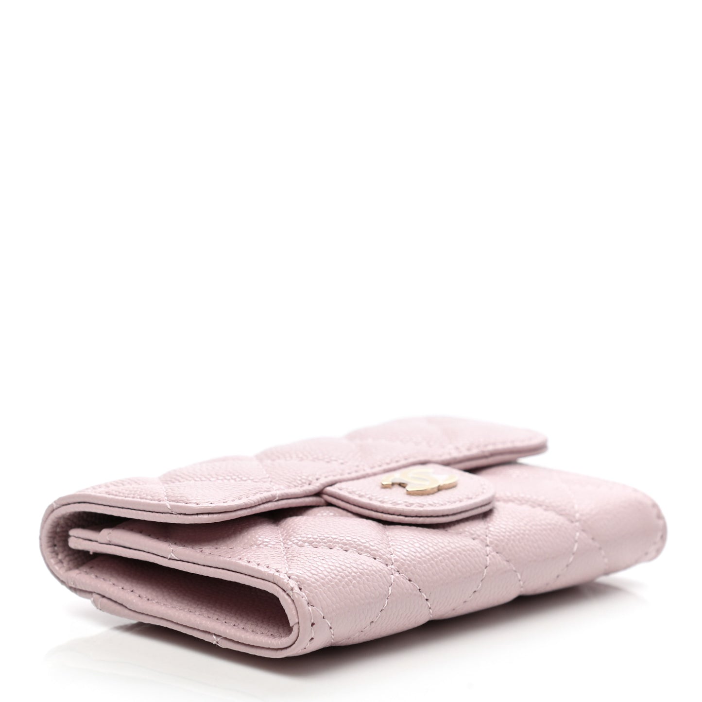 Caviar Quilted Flap Card Holder Wallet Light Pink