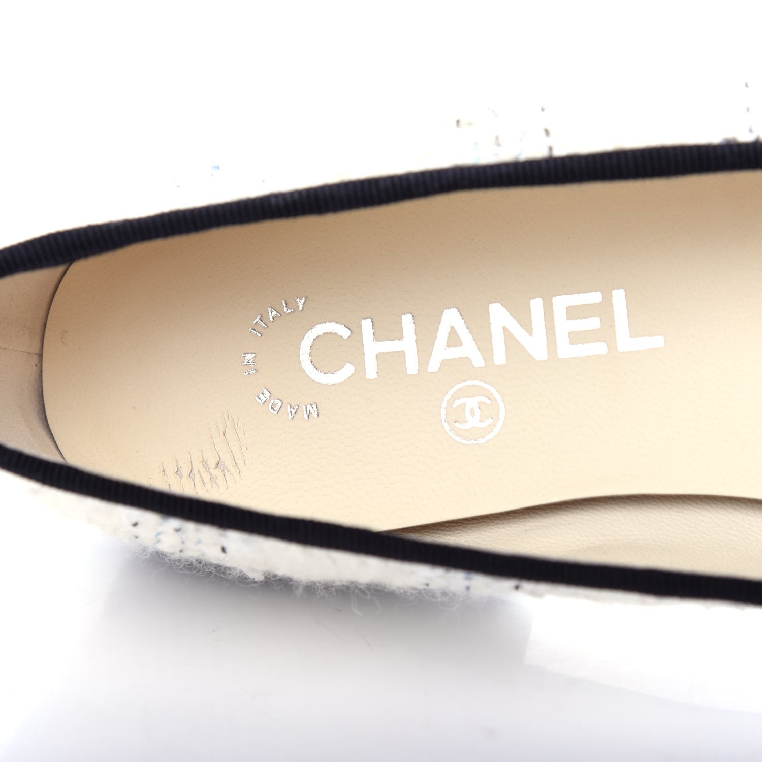 Chanel Tweed Cap Toe Ballerina Flats 40 White Black 8 of 11