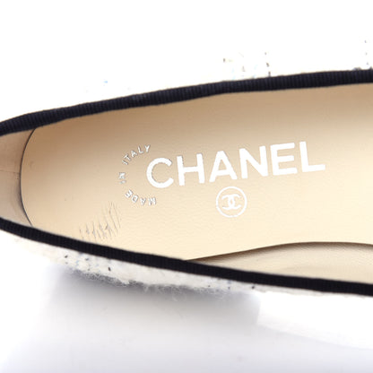 Chanel Tweed Cap Toe Ballerina Flats 40 White Black 8 of 11
