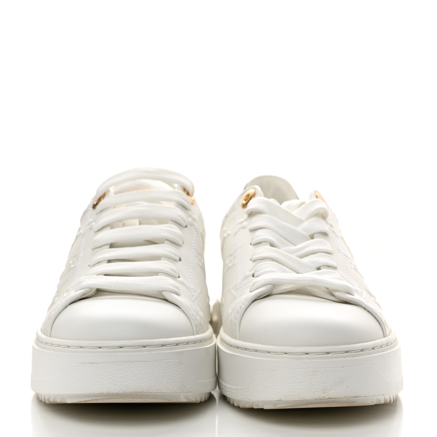 Louis Vuitton Calfskin Monogram Debossed Time Out Sneakers 38 White 2 of 10