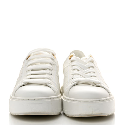 Louis Vuitton Calfskin Monogram Debossed Time Out Sneakers 38 White 2 of 10