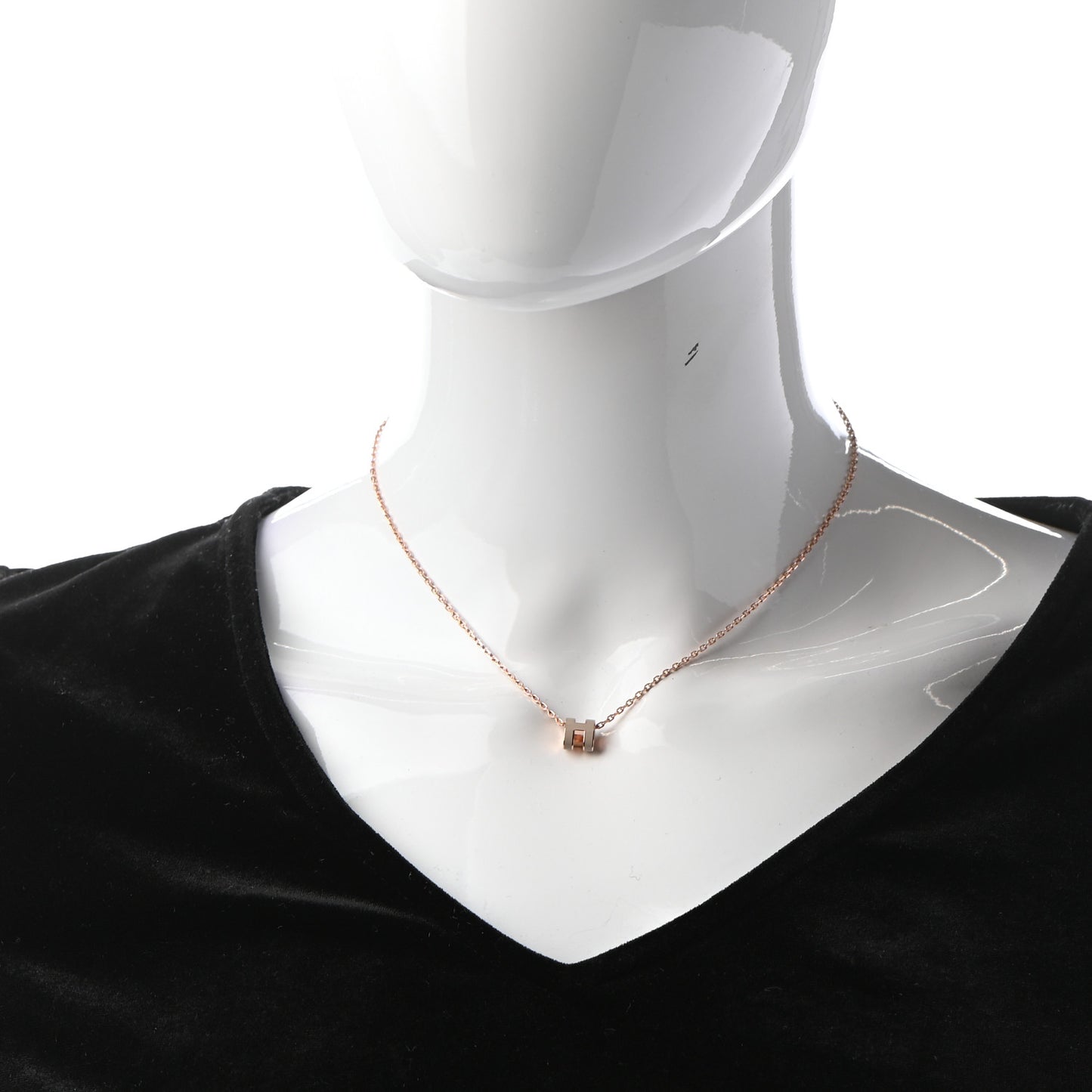 Lacquered Rose Gold Mini Pop H Pendant Necklace Marron Glace
