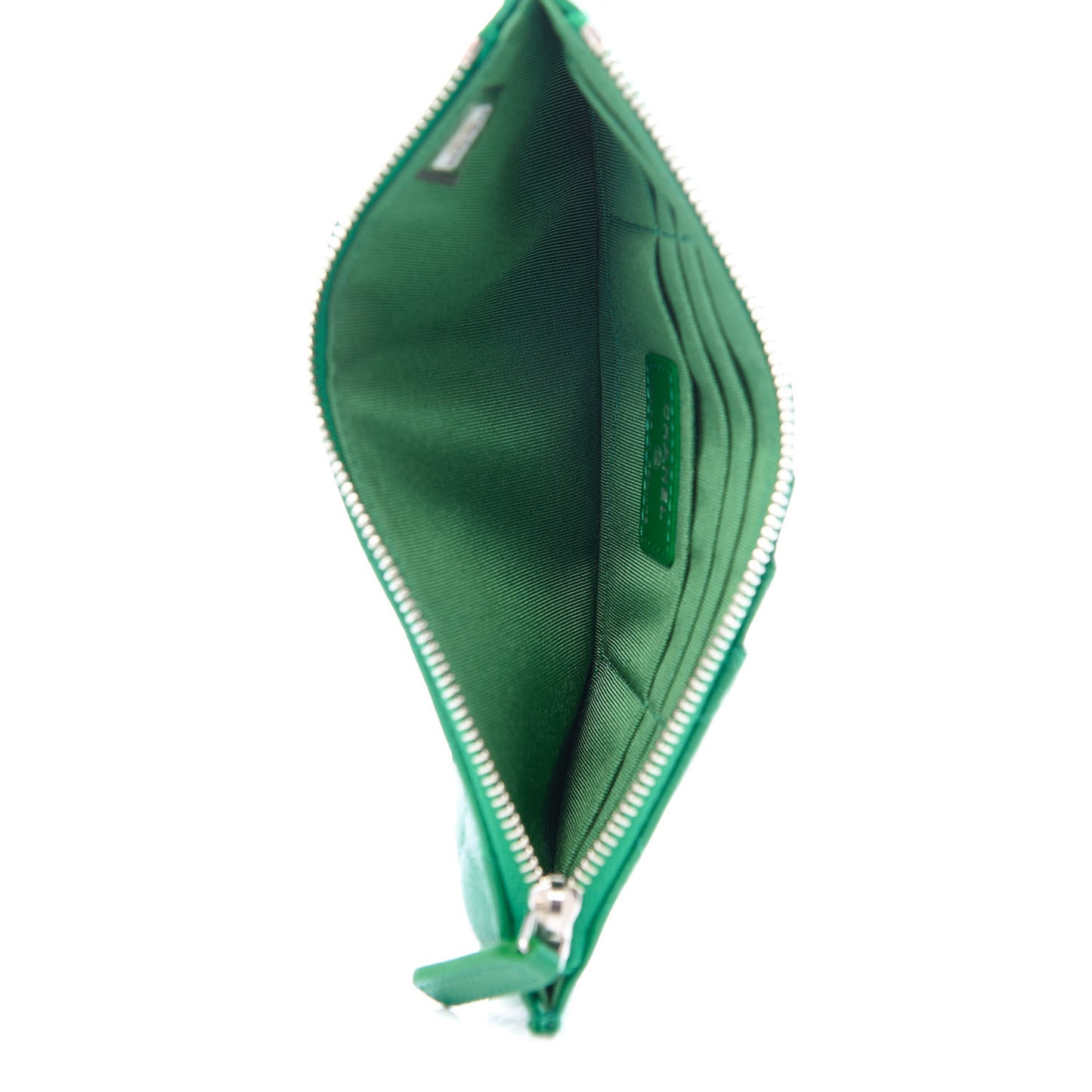 Caviar Quilted Classic Flat Wallet Pouch Green