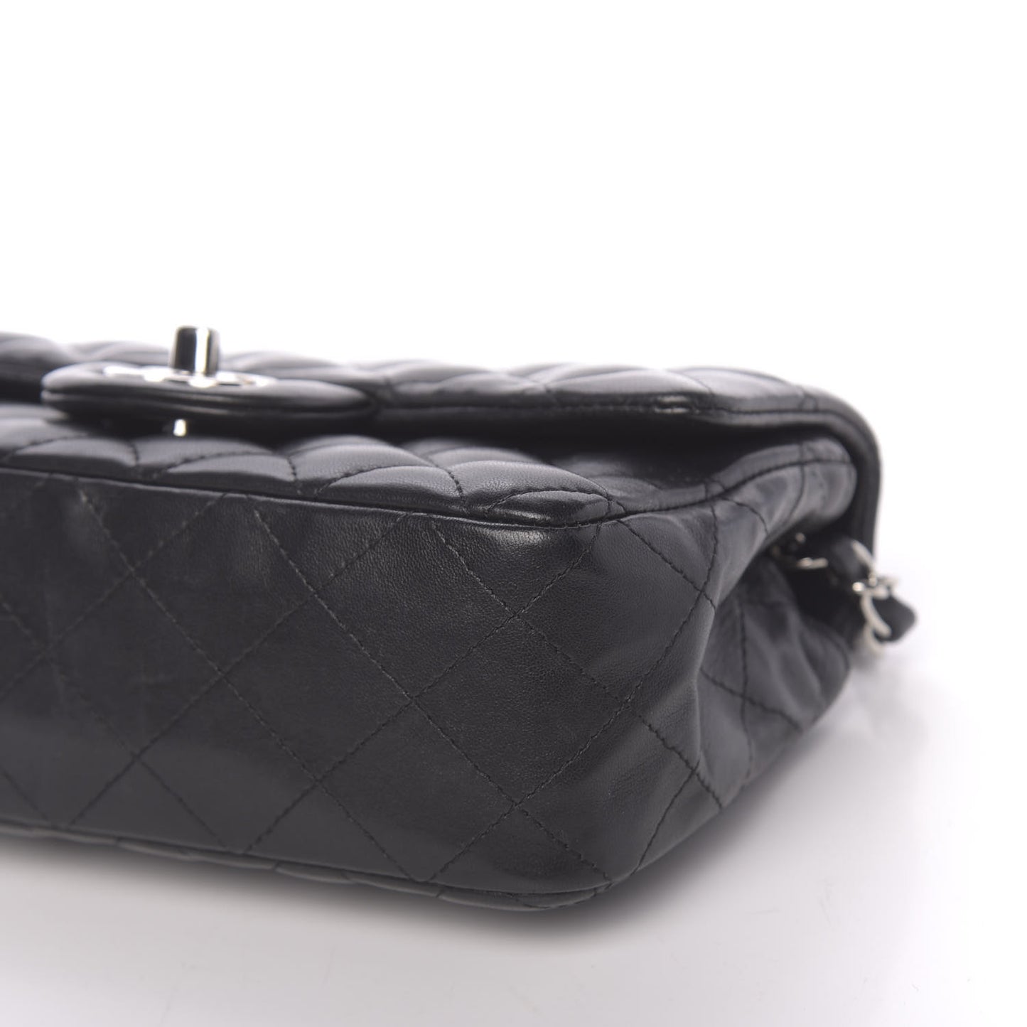 Lambskin Quilted Mini Rectangular Flap Black
