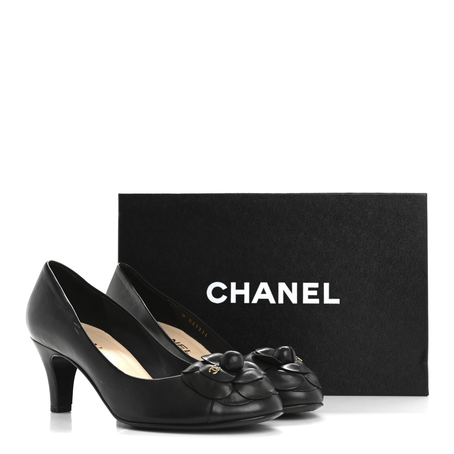 Lambskin Camellia Pumps 37.5 Black