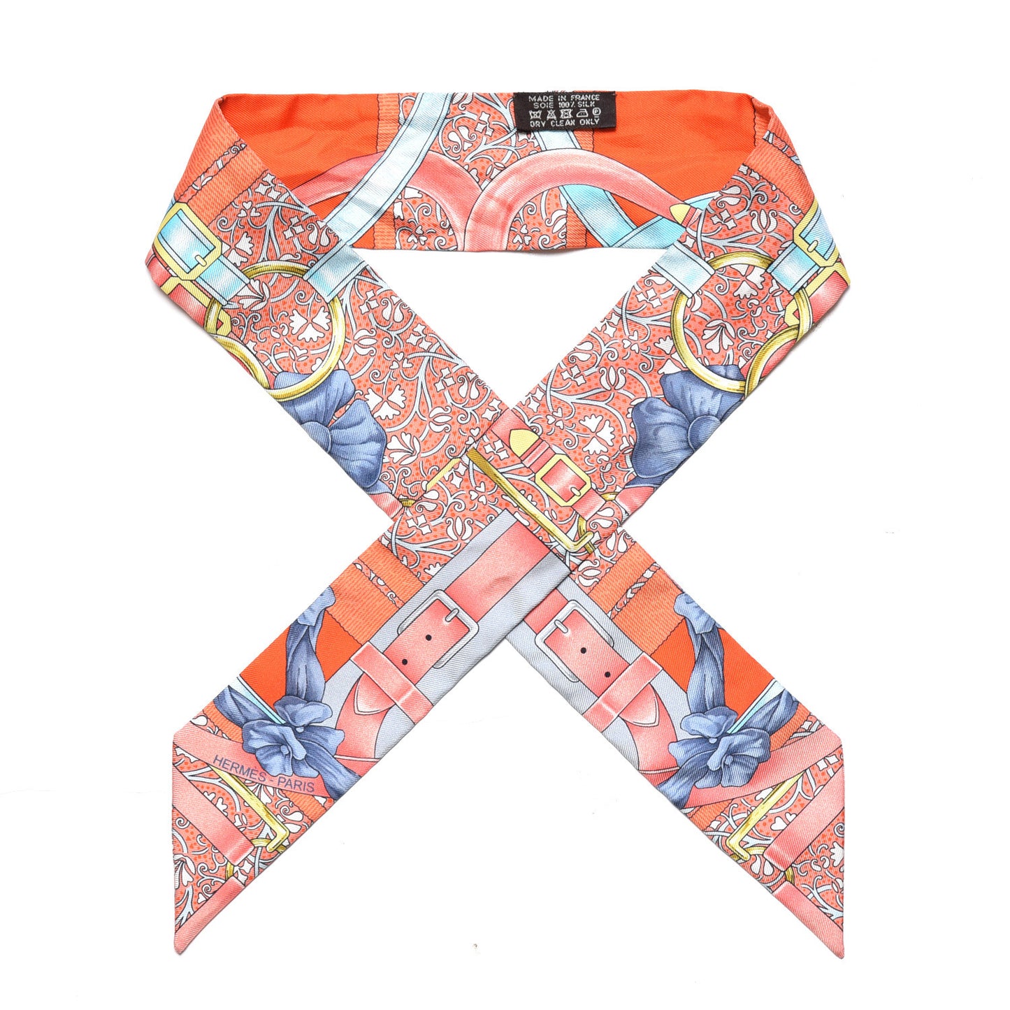 Silk Grand Manege Fleuri Twilly Orange Turquoise Gris