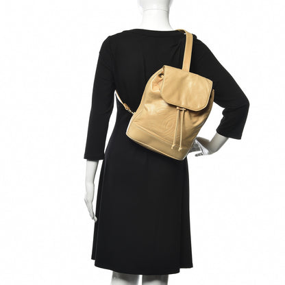 Chanel Lambskin Drawstring Sling Backpack Beige 2 of 16