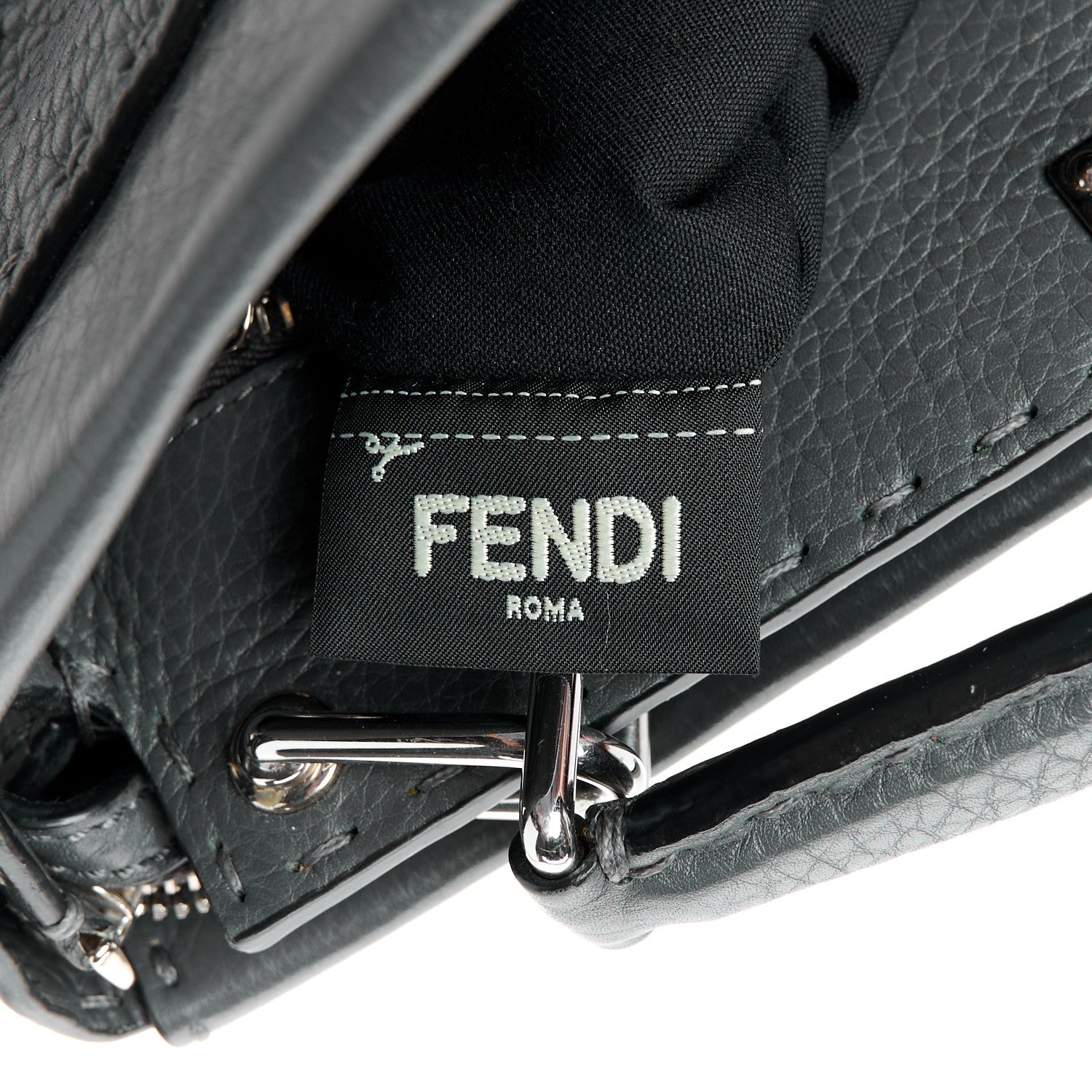 Fendi Cuoio Romano Selleria Mini Peekaboo Iconic Fit Satchel Asfalto Multicolor 8 of 13