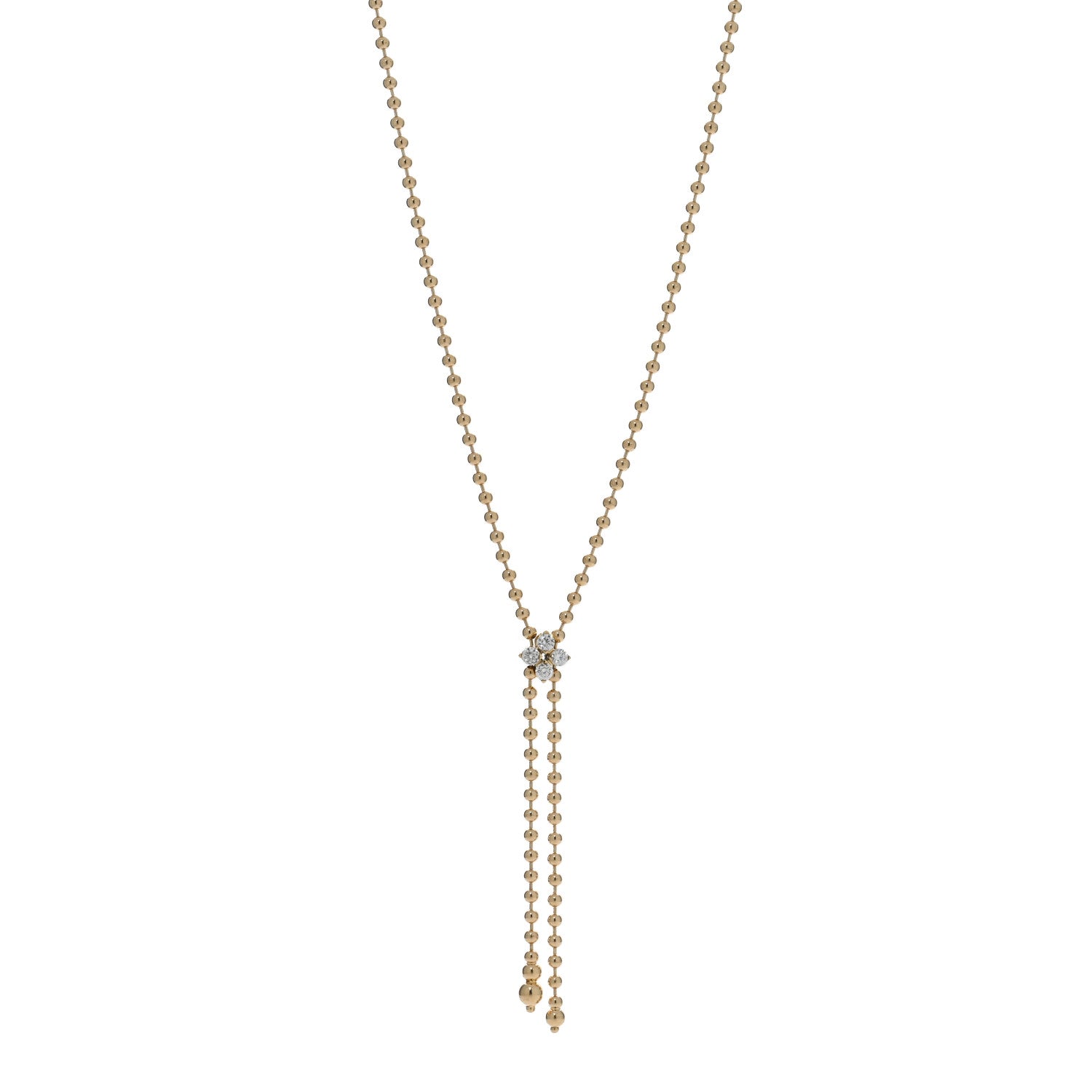Roberto Coin 18K Yellow Gold Diamond Love in Verona Flower Zipper Necklace 1 of 5