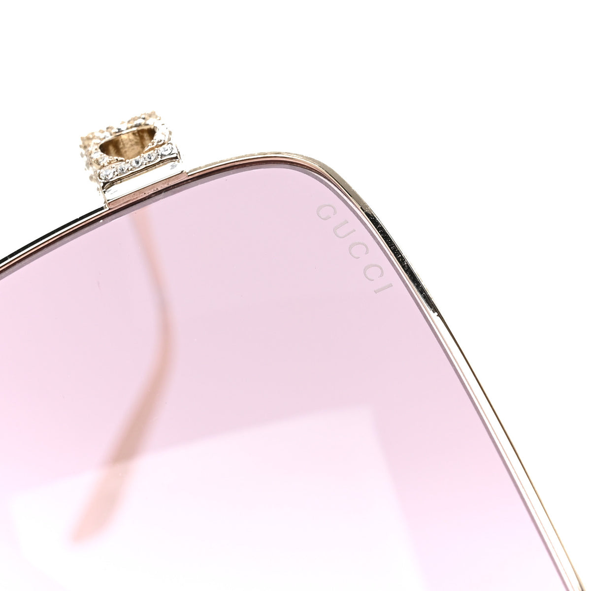 Metal Crystal Rectangular Frame Sunglasses GG1936S Gold