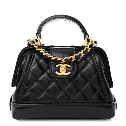 Chanel Shiny Lambskin Quilted Mini Cocodoc Top Handle Bag Black 1 of 10