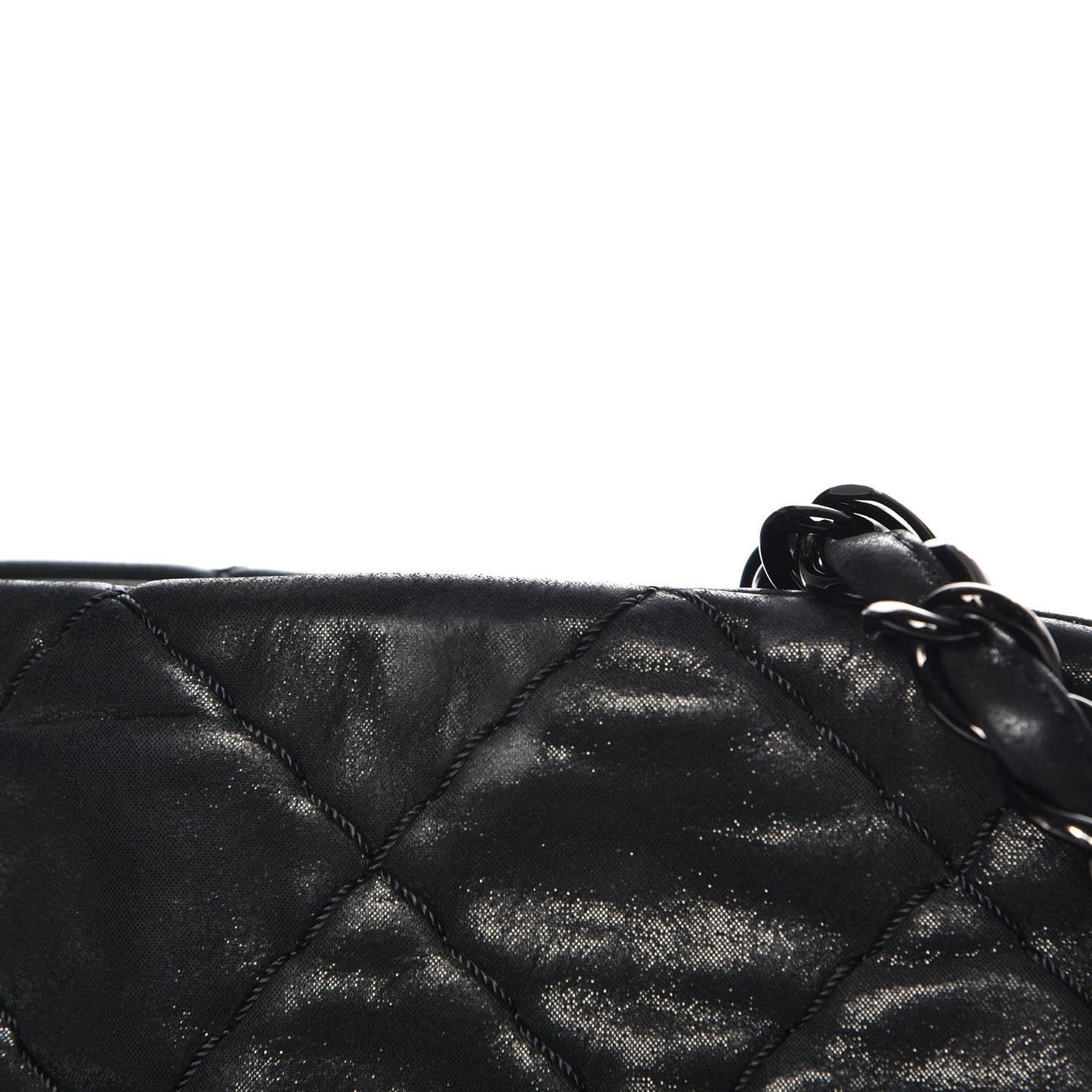 Iridescent Calfskin Quilted Large Just Mademoiselle Dark Grey