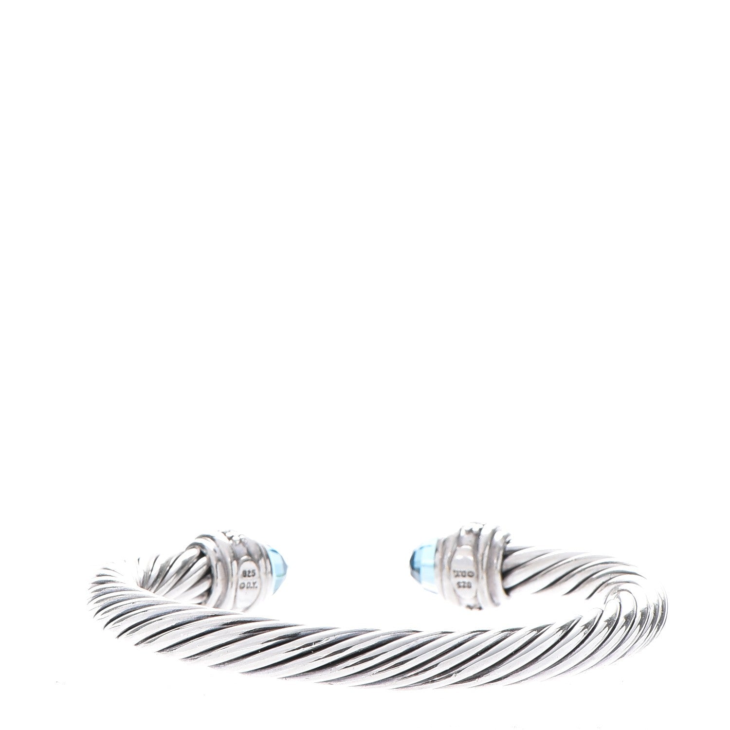 David Yurman Sterling Silver Blue Topaz Diamond 7mm Cable Classics Bracelet 3 of 6