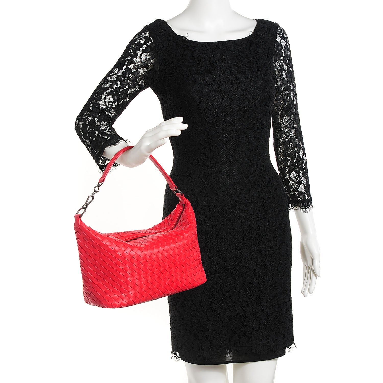 Bottega Veneta Nappa Intrecciato Small Shoulder Bag New Red 2 of 8