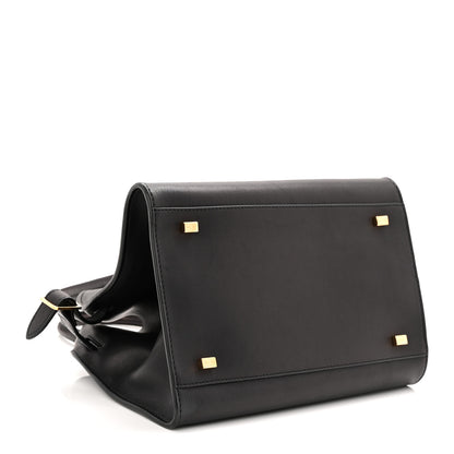 The Row Polished Saddle Calfskin Soft Margaux 10 Bag Black 4 of 9