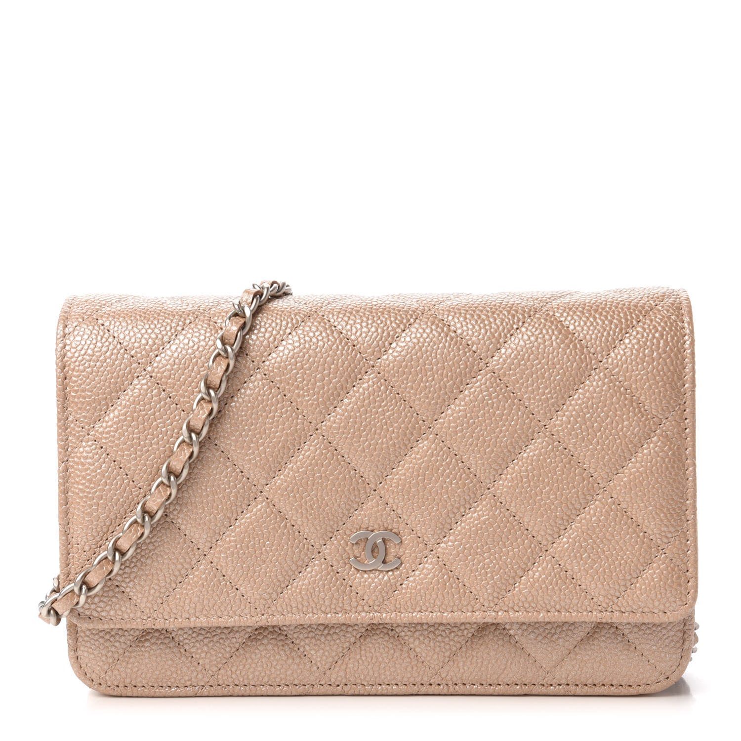 Chanel Pearly Caviar Quilted Wallet On Chain WOC Dark Beige 1 of 11