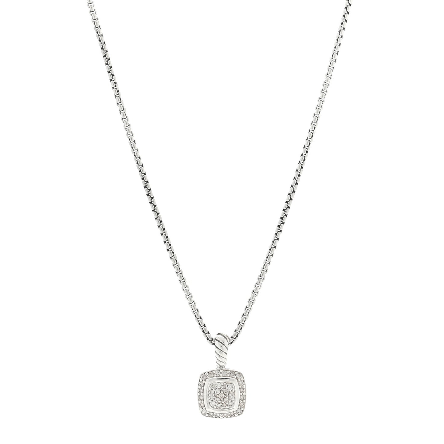 Sterling Silver Diamond Pave 7mm Petite Albion Pendant Necklace