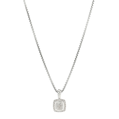 David Yurman Sterling Silver Diamond Pave 7mm Petite Albion Pendant Necklace 1 of 4