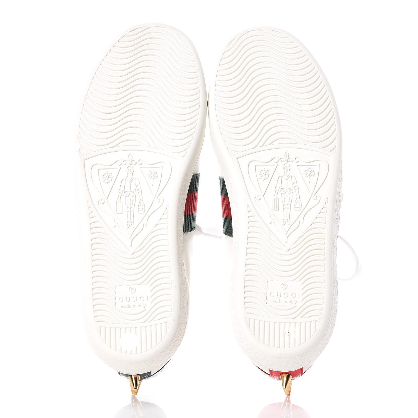Calfskin Web Pearl Studded Womens Ace Sneakers 35.5 White