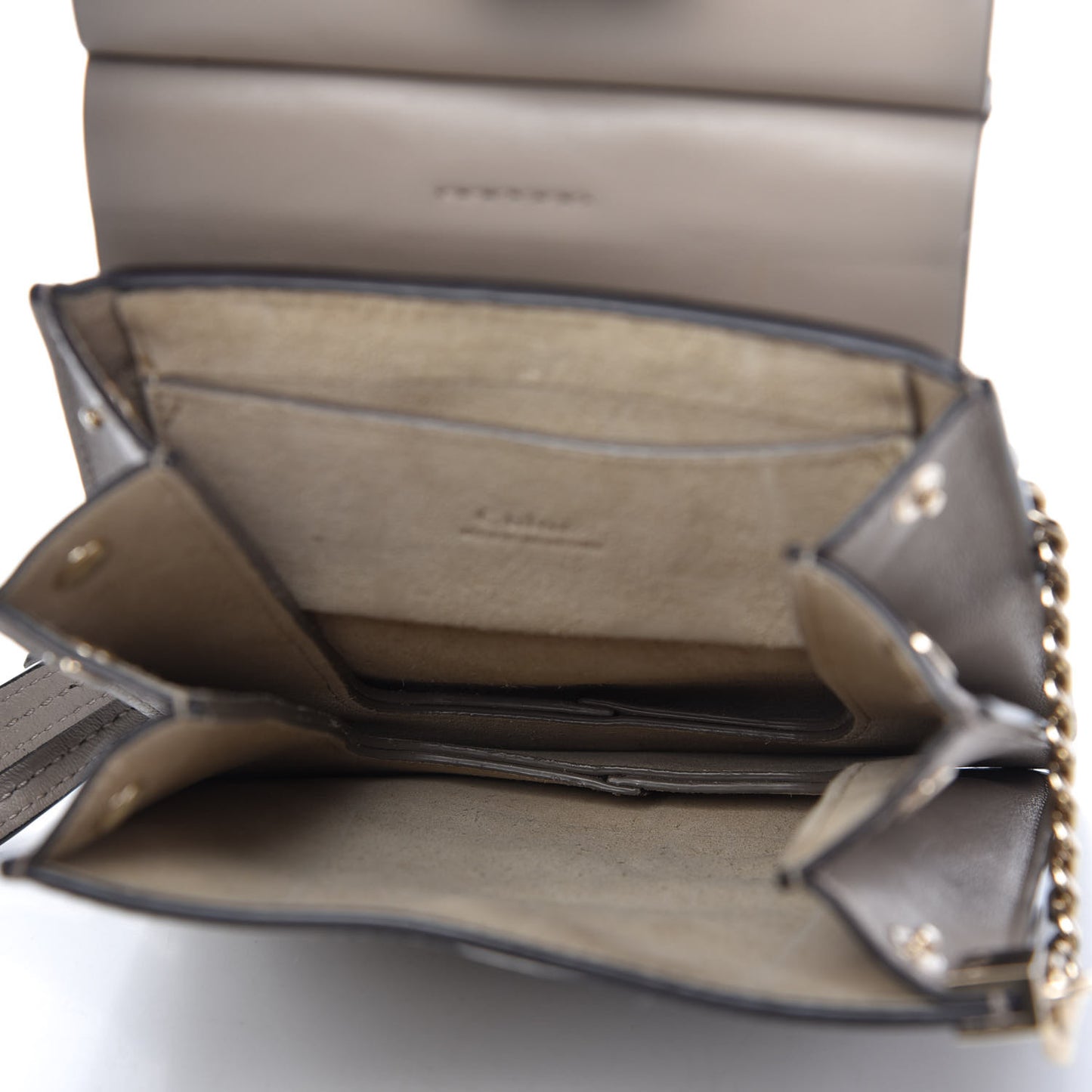 Suede Calfskin Mini Faye Bracelet Bag Motty Grey