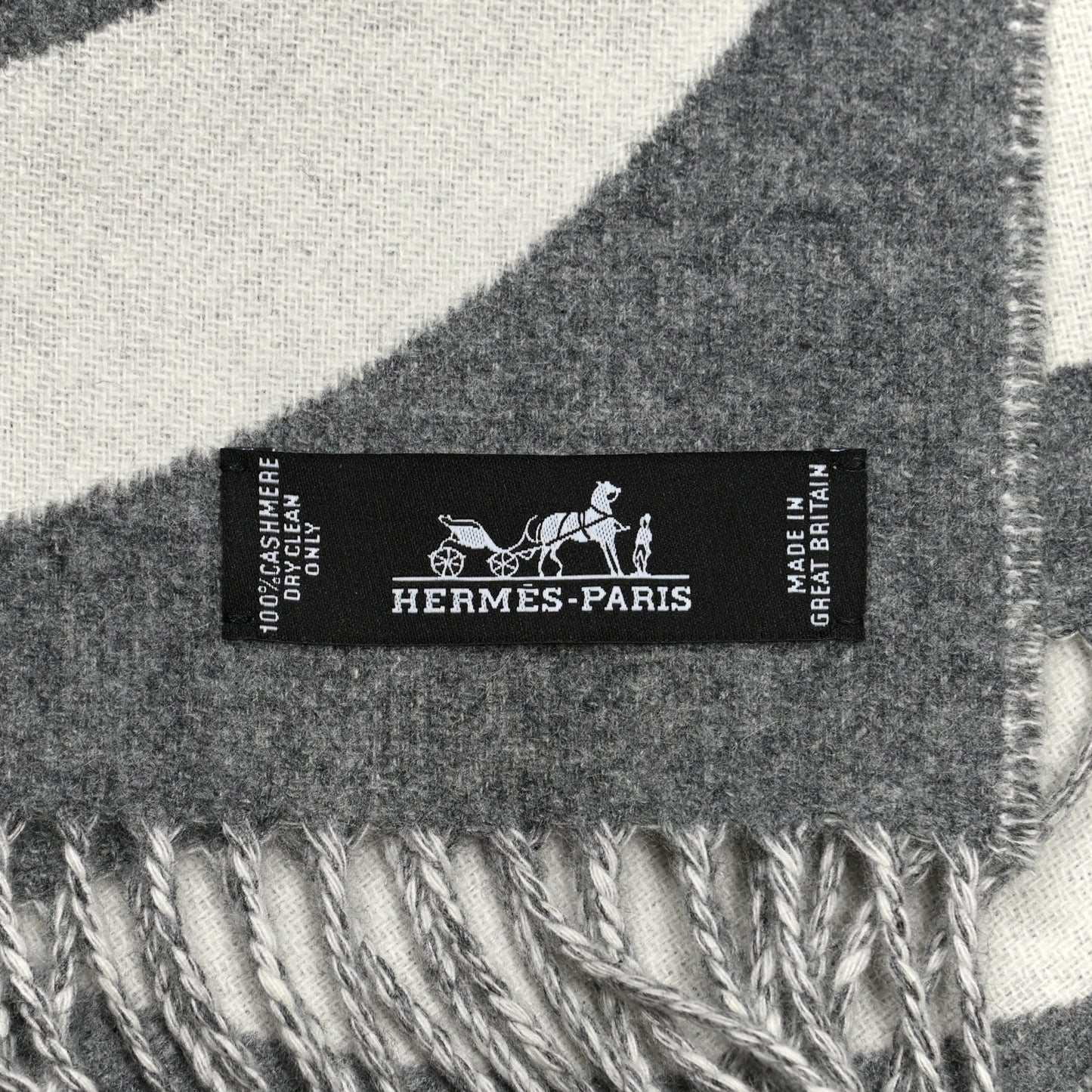 Cashmere Casaque Charms Muffler Gris Flanelle Ivoire
