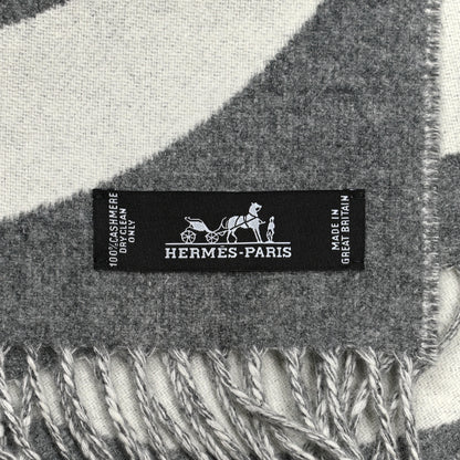 Hermes Cashmere Casaque Charms Muffler Gris Flanelle Ivoire 3 of 4